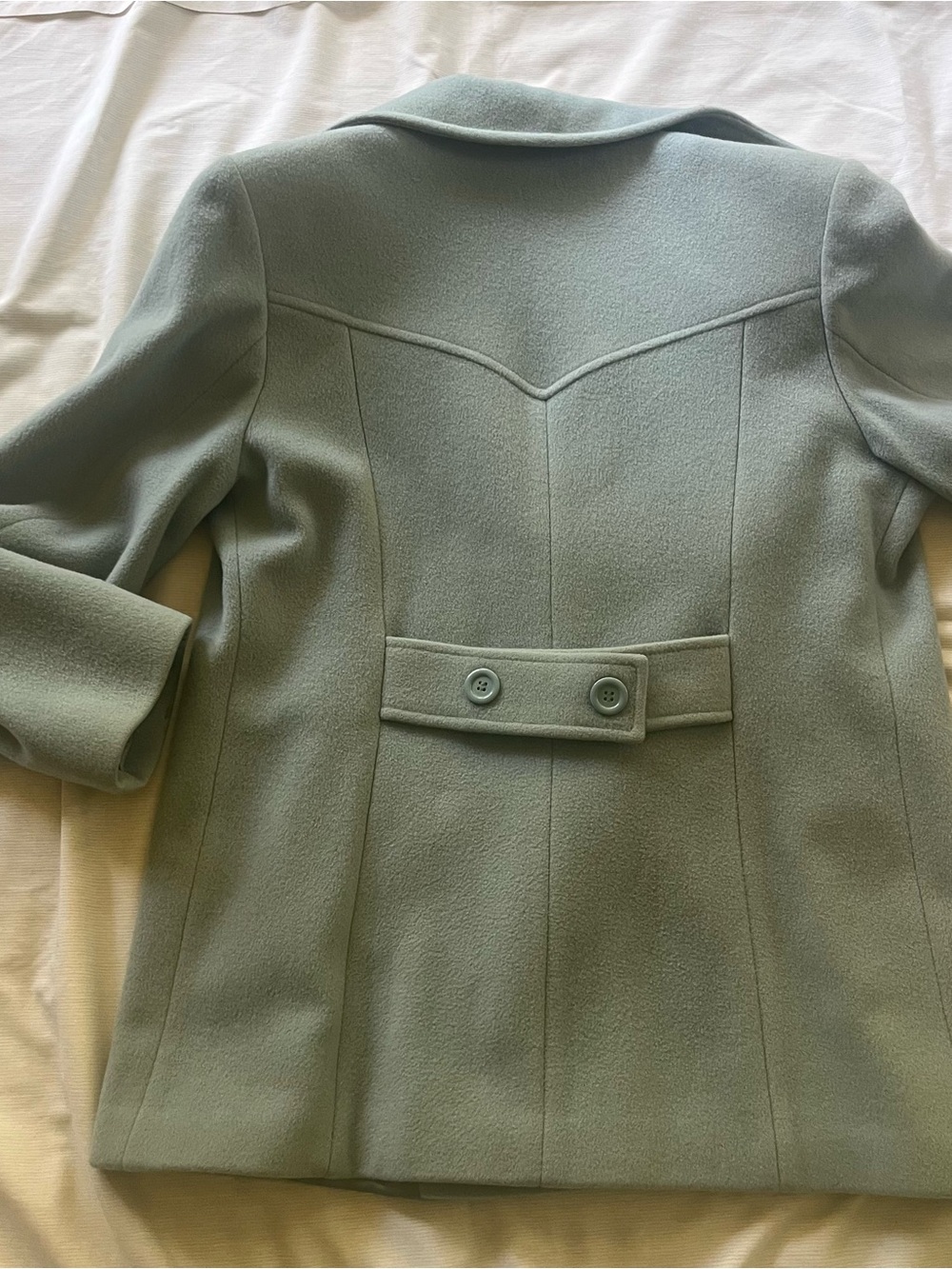 Anne Klein Mint Green Double-Breasted Pea Coat vintage wool Tailored classic - Picture 2 of 7